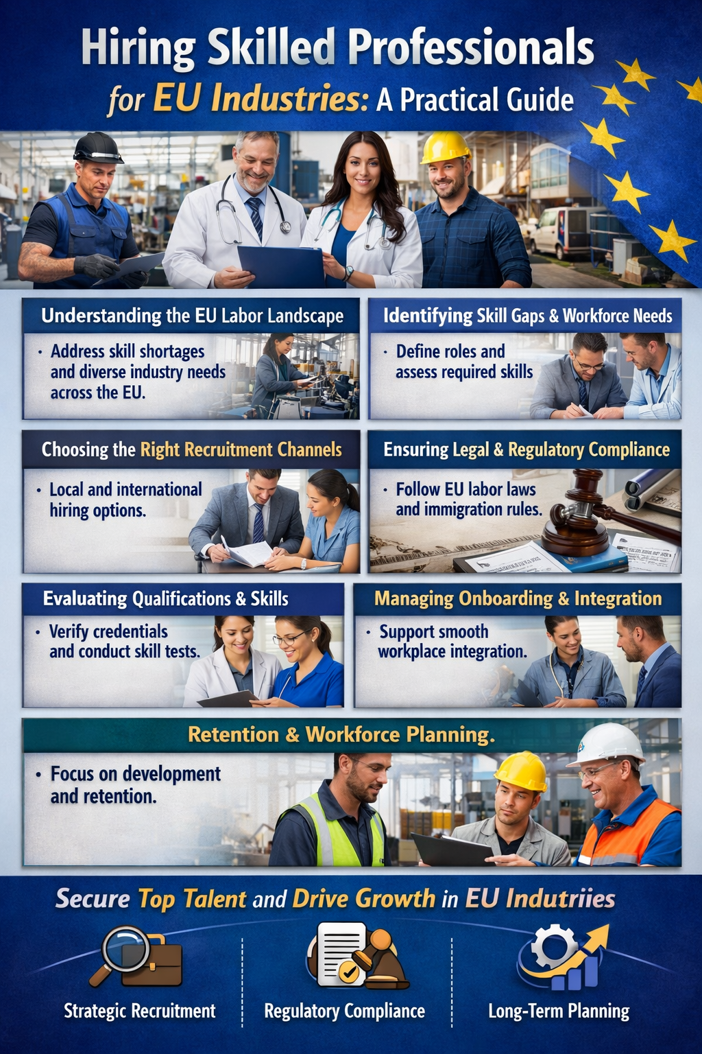 Hiring Skilled Professionals for EU Industries A Practical Guide infographic